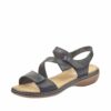 Rieker sandal i sort til dame med velcro