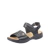 Rieker sandal dame i sort med velcro