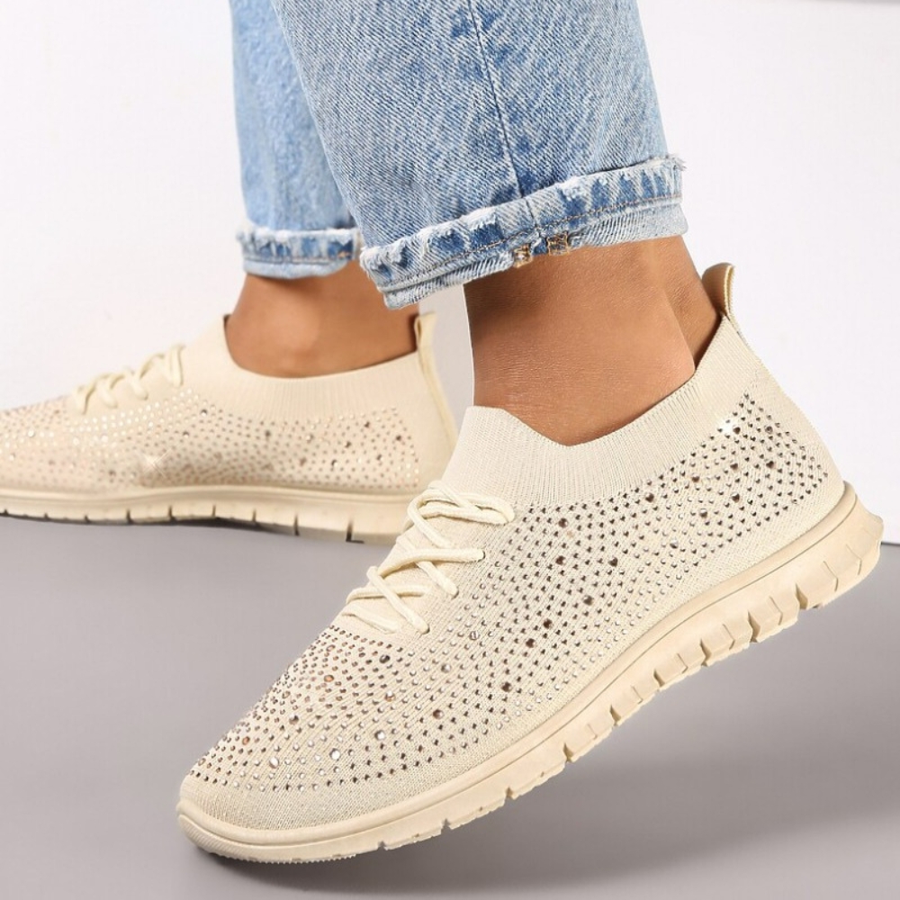 sneakers dame | beige glimmer | Unic Shoes 》