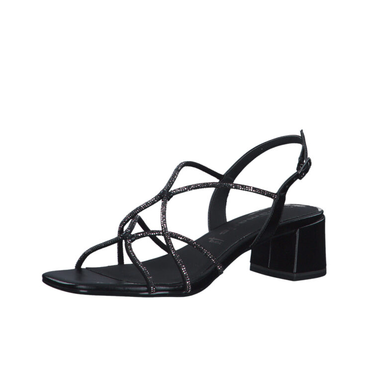 Tamaris sandal dame i sort med glimmer