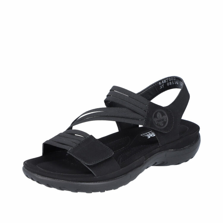 Rieker sandal i sort til dame. Sandalen er lavet af blødt og åndbart materiale