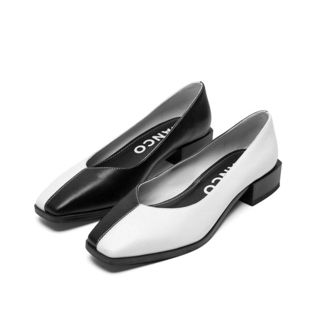 loafers | Sort og hvid med 3 cm. hæl | Unic Shoes 》