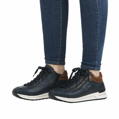 Rieker dame Blå med lynlås | Unic Shoes 》