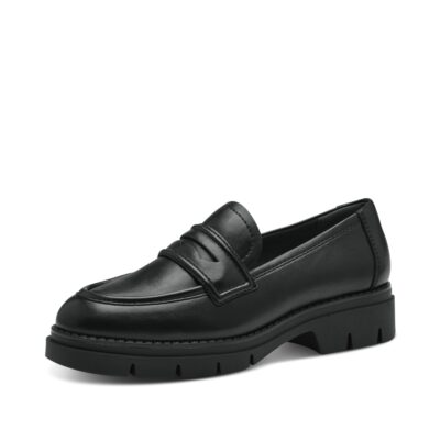Tamaris loafers med chunky sål i en flot mørk sort farve