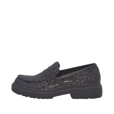 Duffy loafers til dame i flot sort glimmer farve med smukke detaljer og elegant touch! Model: 97-70500-01