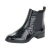 Rieker chelsea støvle til dame i sort lak med elastik i begge sider og en let foring indvendigt