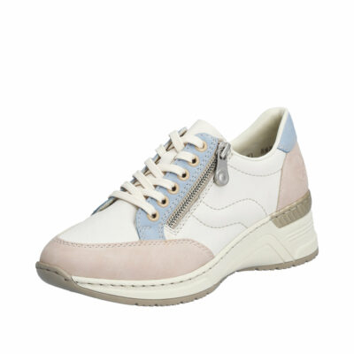 Rieker sneakers til dame i hvid med farve detaljer og antistress såler.