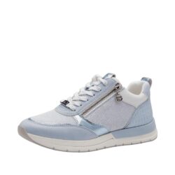Tamaris sneakers til dame i blå med sølvdetaljer og funktionel lynlås.