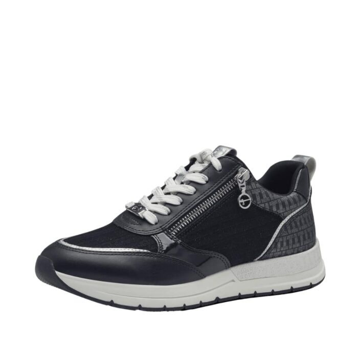 Veganske sneakers fra Tamaris til dame i blå med bløde såler og justerbar snørebånd