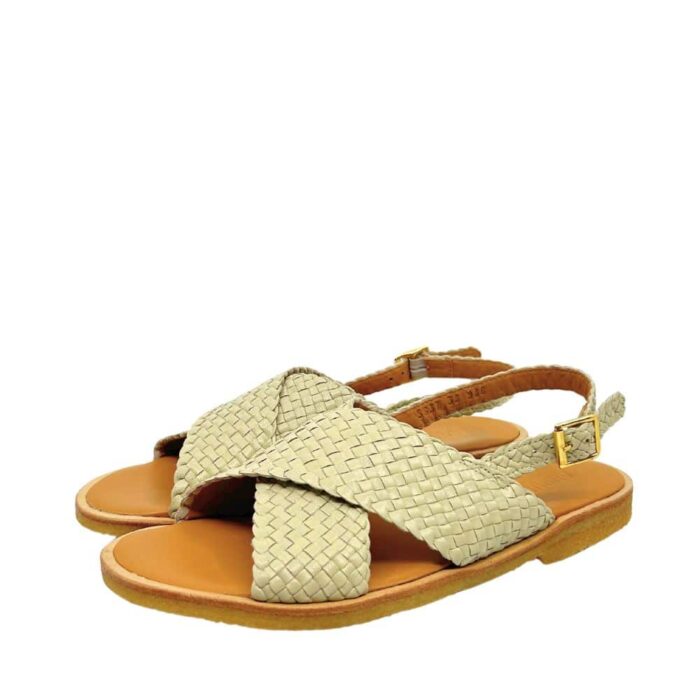 Angulus sandal til dame i beige med krydsremme af skind