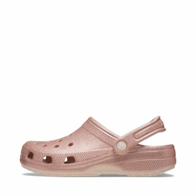 Crocs sandal til dame i rosa glimmer med rem bagpå