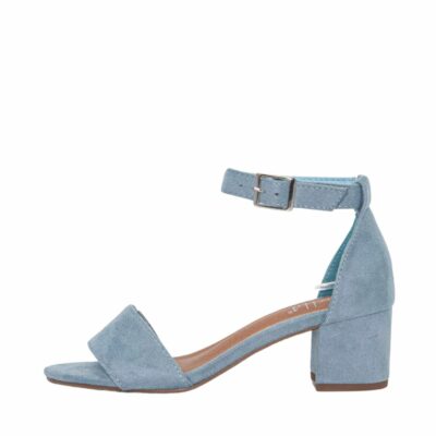Duffy sandal til dame i lyseblå med spænde og blokhæl på 5 cm