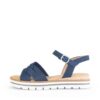 Gabor sandal til dame i blå med kilehæl og skindkvalitet