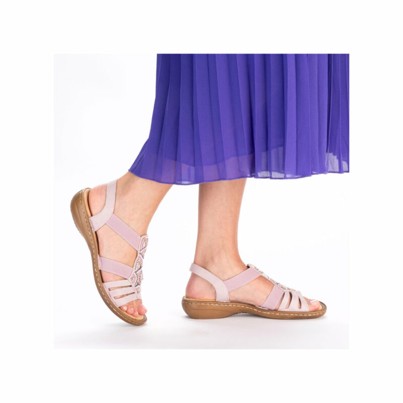 Rieker Sandal Lilla Dame + Bløde Indlæg• 60801-30 → Unic Shoes