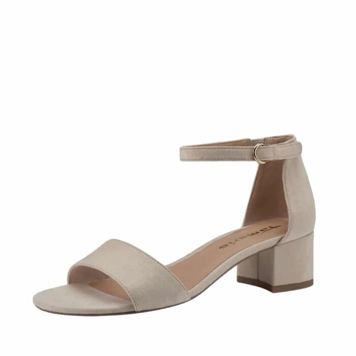 Tamaris sandal til dame i beige med blokhæl og Anti-slide