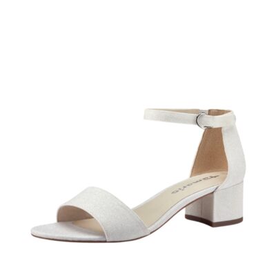 Tamaris sandal til dame i hvid med glimmer effekt