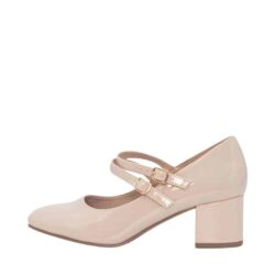 Duffy Giarre Uno pumps til dame i beige med laklook og blokhæl