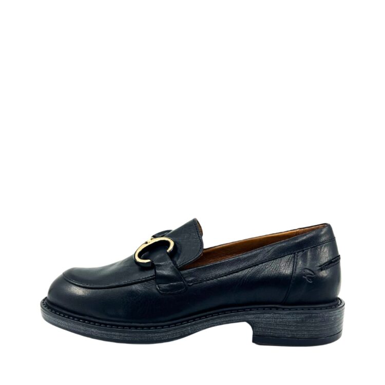 Shoedesign Copenhagen loafers til dame i sort skind med guld detalje