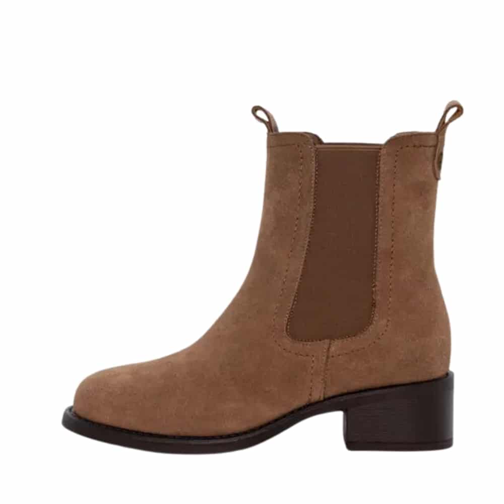 Duffy Marenve Cinque støvle til dame i beige med ruskindsoverdel samt blokhæl på 4,5 cm