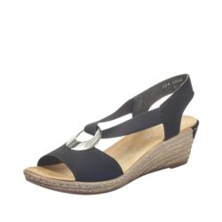 Rieker sandal til dame i sort med kilehæl på 5,5 cm