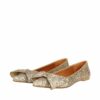 Angulus ballerinasko til dame i guld glimmer med sløjfe detalje og 100% skindkvalitet