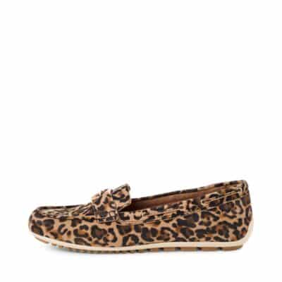 Tamaris loafers til dame i leopard, lavet af 100% skind med udtagelig sål