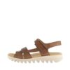 Gabor sandal til dame i brunt skind med to velcroremme og 100% skindkvalitet