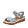 Rieker sandal i blå til dame med velcro lukning