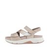 Gabor Rollingsoft damesandal i beige skind, med tre velcroremme samt stødabsorberende og udtagelig sål med svangstøtte