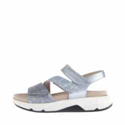 Gabor Rollingsoft sandal til dame i blå, med skindoverdel og udtagelig sål med svangstøtte og stødabsorbering