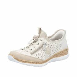 Rieker Ready 2 Go sneakers til dame i beige med memosoft sål og elastik