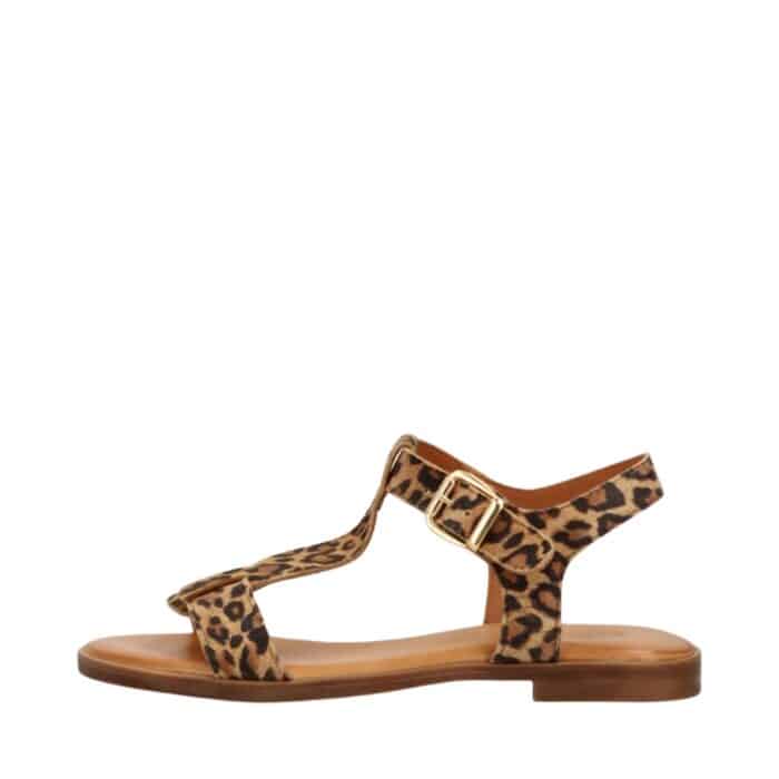 Shoedesign Copenhagen Nora S sandal til dame i leopard, med ruskindsoverdel og spænde