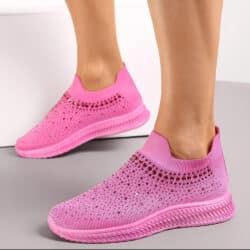Amour sneakers til dame i pink med glimtende sten