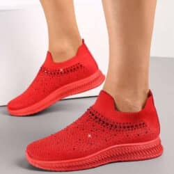 Amour sneakers til dame i rød med glimtende sten