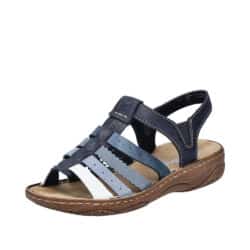 Rieker sandal til dame i blå med flotte detaljer samt stødabsorbering