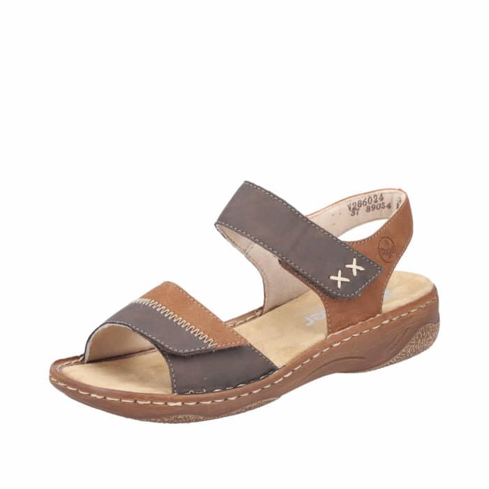 Rieker sandal til dame i brun med velcro