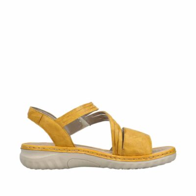 Rieker sandal til dame i sortmed velcrorem samt noprede sål