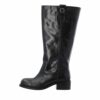 Cashott Casvilma lang støvle til dame i sort skind med lynlås og langt skaft samt blokhæl på 5 cm