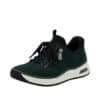 Rieker Ready 2 Go sneakers til dame i grøn med snørebånd og pyntelynlås samt indersål af skind