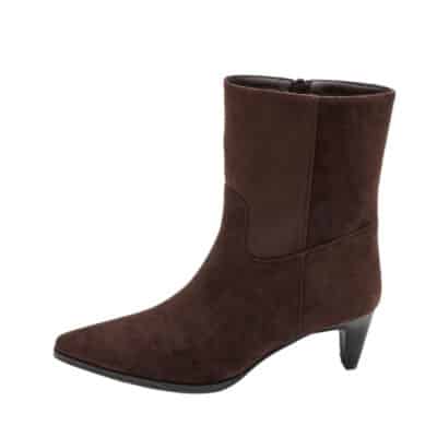 Amour støvle til dame i brun med spids snude og funktionel lynlås samt stilethæl