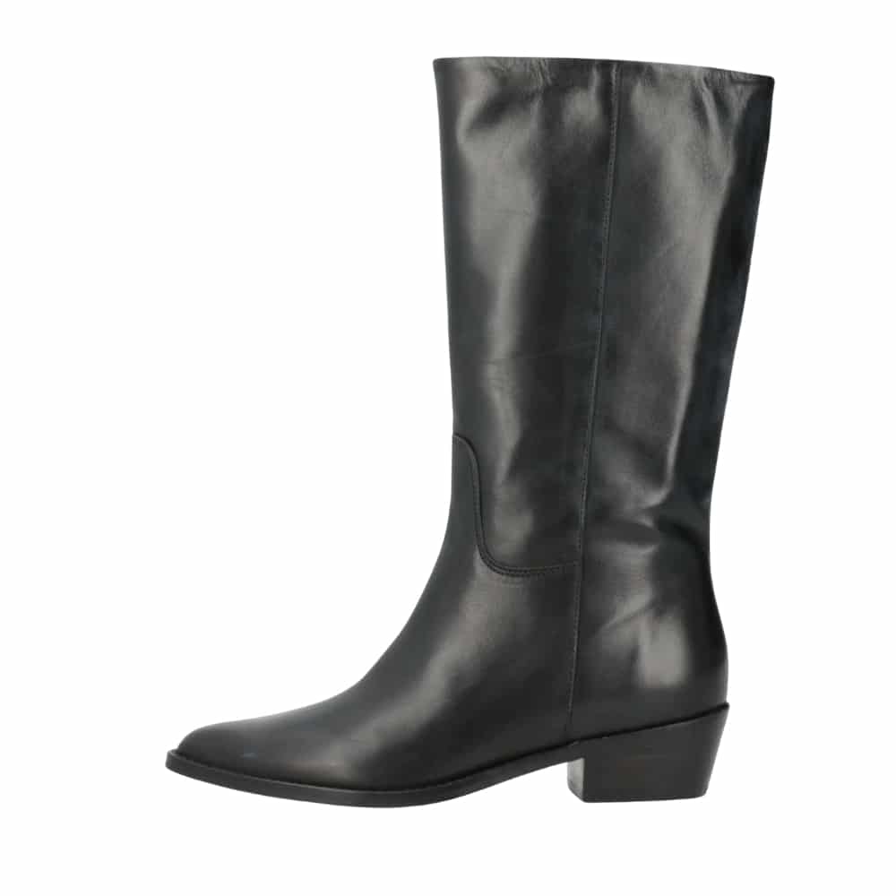 Phenumb Copenhagen Confidence støvle til dame i sort læder med spids snude og blokhæl på 4,5 cm