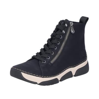 Rieker støvle til dame i sort med let foring samt snørebånd og lynlås