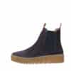 Shoedesign Copenhagen Mooved S damestøvle i mørkeblå ruskind med elastik i begge sider samt lille kilehæl på ca 4 cm.