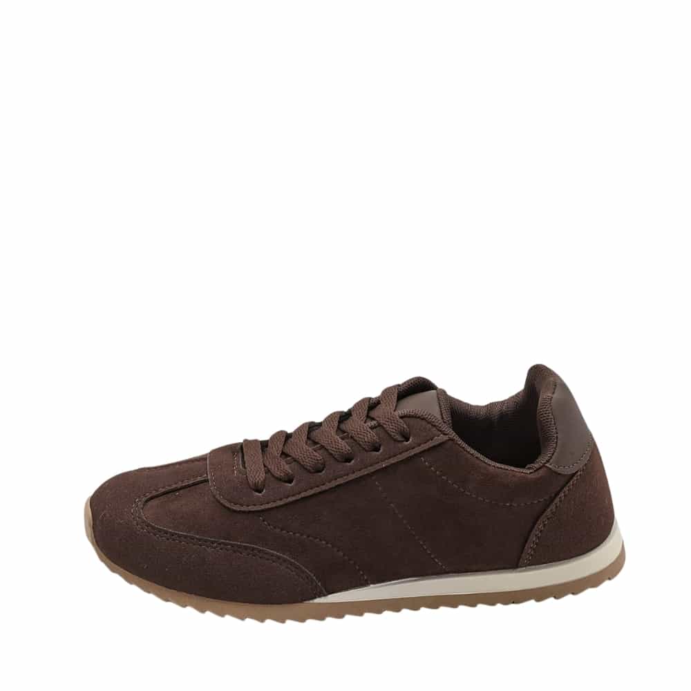 Amour sneakers til dame i brun med snørebånd og rillet ydersål