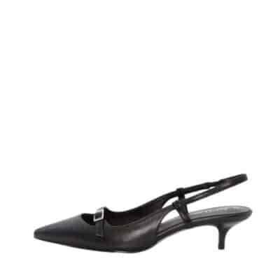 Duffy Pomezia Uno pumps til dame i sort med spænde og slingback hælrem samt stilethæl på 5 cm.