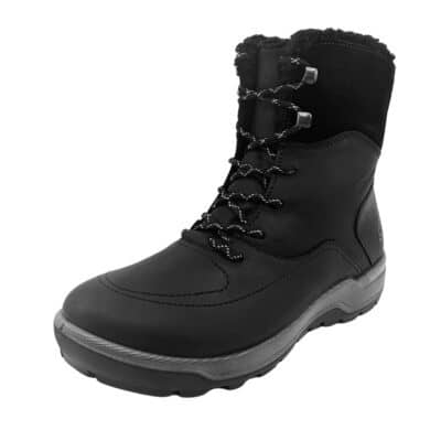 Ecco Trace Lite støvle til dame i sort nubucklæder med snørebånd og 100% vandtæthed samt varm uldforing og udtagelig sål