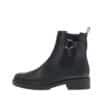 Gabor støvle til dame i sort skind med lynlås og elastik samt let foring og blokhæl på 3,5 cm.