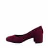 Duffy pumps til dame i bordeaux med overdel i imiteret ruskind med blokhæl på 5 cm.