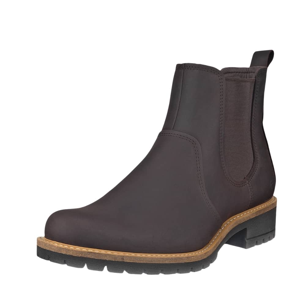 Ecco Elaina chelseastøvle til dame i brun nubucklæder med elastik og udtagelig sål