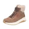 Rieker vinterstøvle til dame i brunt skind med varm foring og Rieker-Tex samt udtagelig sål og ydersål med metalpigge